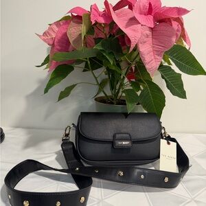 TED BAKER LONDON Logo-Embossed Crossbody Black Bag NWT